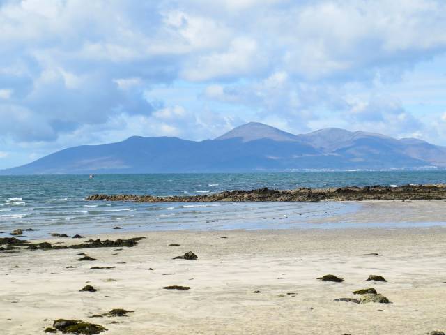 Rossglass beach and Mourne Mountains