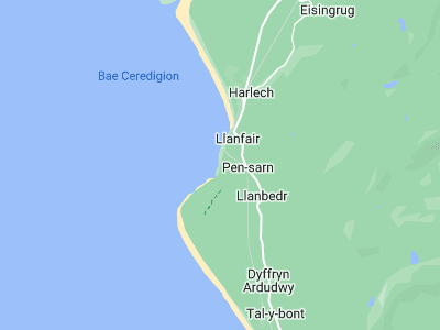 Harlech, Cornwall map