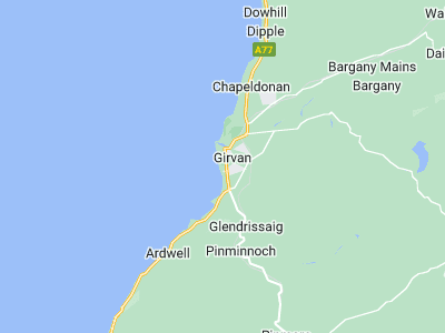Girvan, Cornwall map