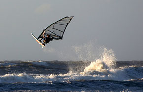 wind surfing inAnglesey