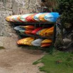 Canoes on the quay, Porthclais harbour