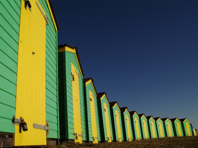 The green beach huts at Littlehampton