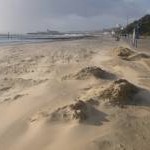 Bournemouth: smooth looking beach on a windy day