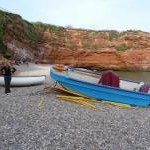 Ladram Bay : Pebble Beach & Boats