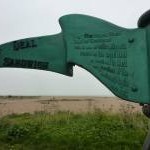 Part of the Milepost by the beach at Walmer