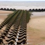 Sea defences on the beach at New Brighton