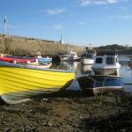 Colourful boats in Cemaes Harbour