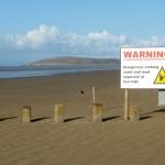 Warning sign on Berrow Beach