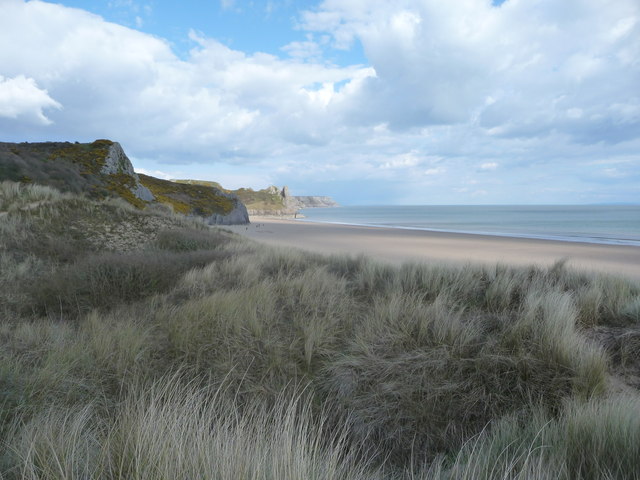View from the dune top below Nicholaston Burrows, Gower