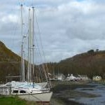 Yachts beside the River Solva at low tide