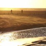 Beach cricket in the sunset at Ainsdale (with blowing sand)