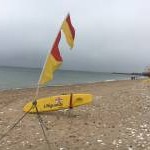 Safe swimming zone flag on North Sands