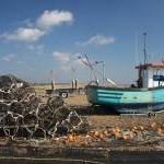 Boat, floats and lobster pots