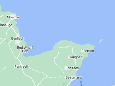 Llanddona, Cornwall map