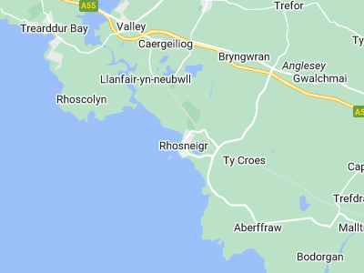 Rhosneigr, Cornwall map