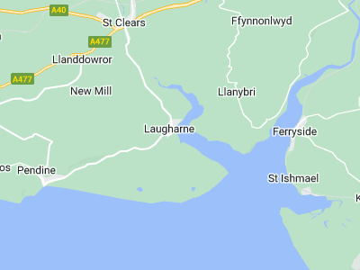 Laugharne, Cornwall map