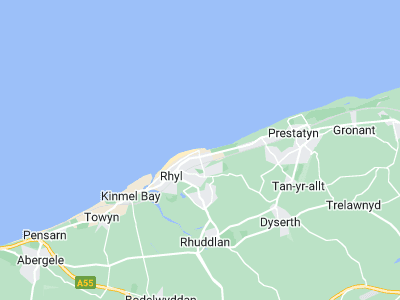 Rhyl, Cornwall map