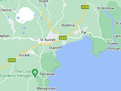 St Austell, Cornwall map