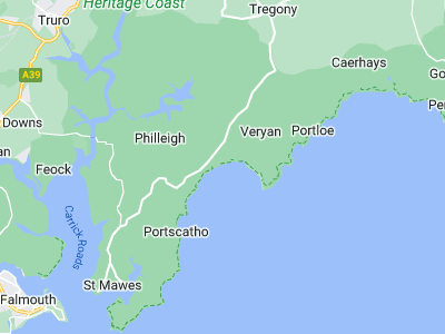 Veryan, Cornwall map
