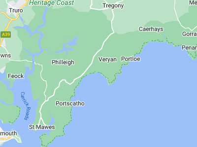 Veryan, Cornwall map