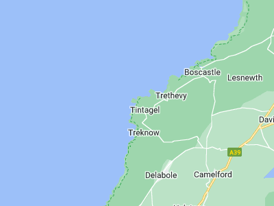 Tintagel, Cornwall map