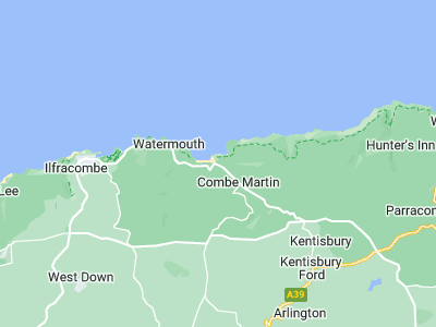 Ilfracombe, Cornwall map
