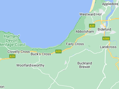 Bideford, Cornwall map