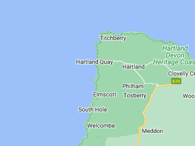 Hartland, Cornwall map