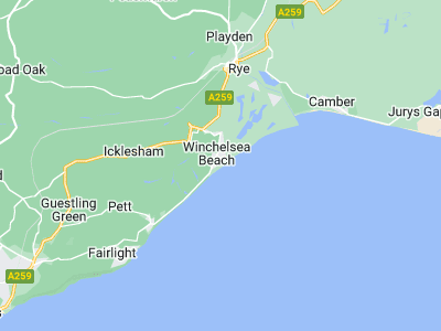 Rye, Cornwall map
