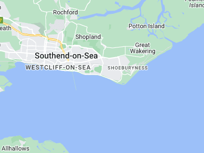 Southend on sea, Cornwall map