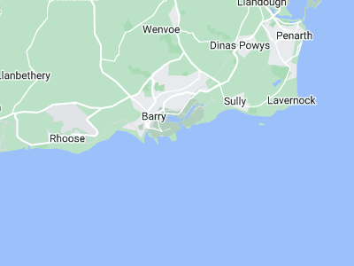 Barry, Cornwall map