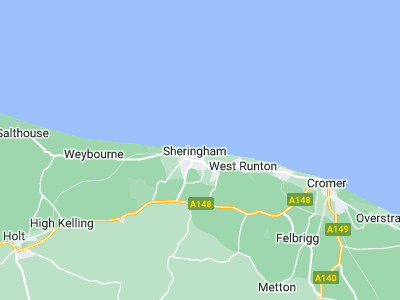 Sheringham, Cornwall map