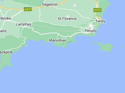 Manorbier, Cornwall map