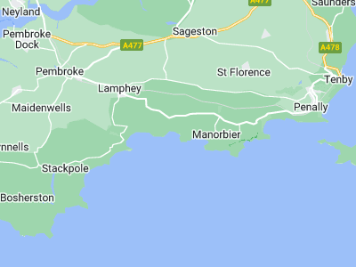 Tenby, Cornwall map