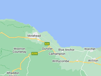Dunster, Cornwall map