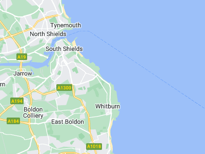 South Shields, Cornwall map